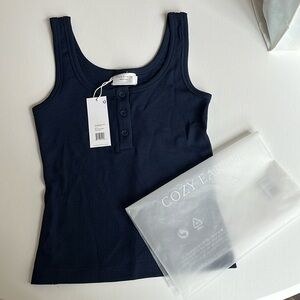 NWT Cozy Earth Women’s Bamboo Waffle Knit Henley Tank